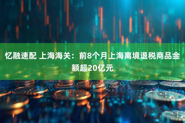 忆融速配 上海海关：前8个月上海离境退税商品金额超20亿元